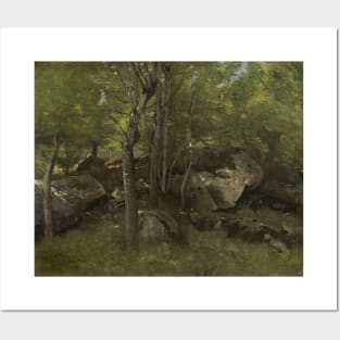 Rocks in the Forest of Fontainebleau by Jean-Baptiste-Camille Corot Posters and Art